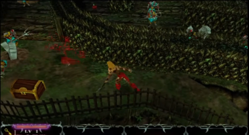 a screenshot of the game  Gauntlet Dark Legacy that depicts a character running through a green field