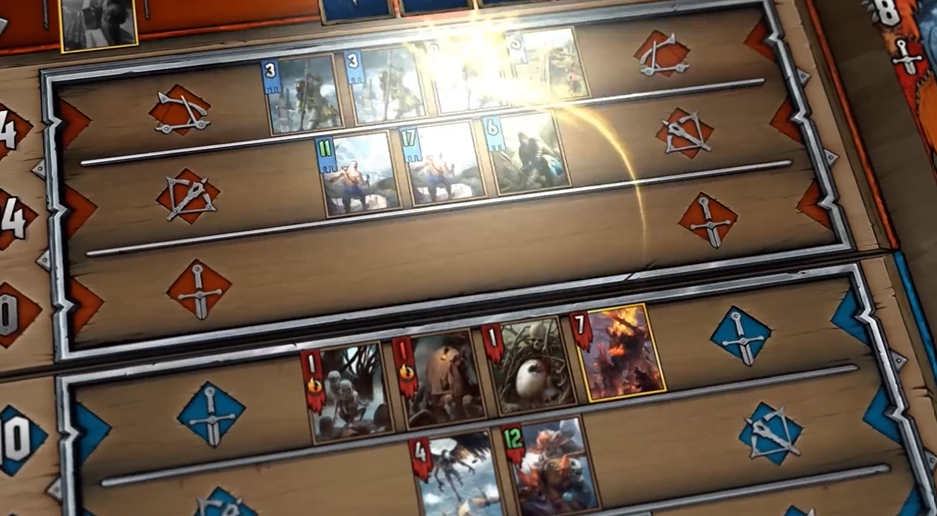 A screenshot of Gwent gameplay
